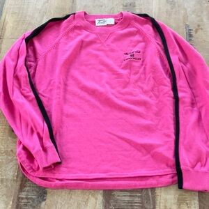 Tail Pink golf Crewneck ladies golf Sweater with Black Shoulder Stripes. Size S